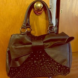 Betsey Johnson Black Velvet and Rhinestone Handbag